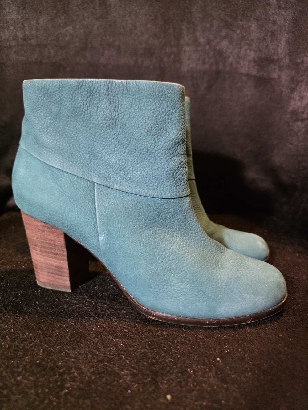 Cole Haan Teal Suede Ankle Booties with Block Heel Size 8 - Picture 6 of 9